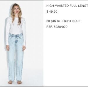Zara high waisted full length jeans. Worn once!